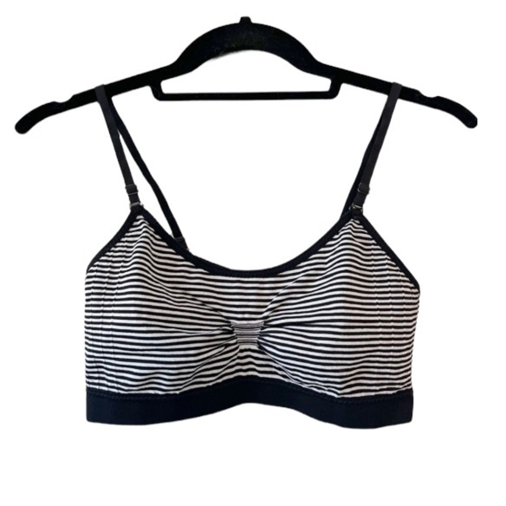 Coobie Stripeed Bralette Black Light Grey Stripe O/S